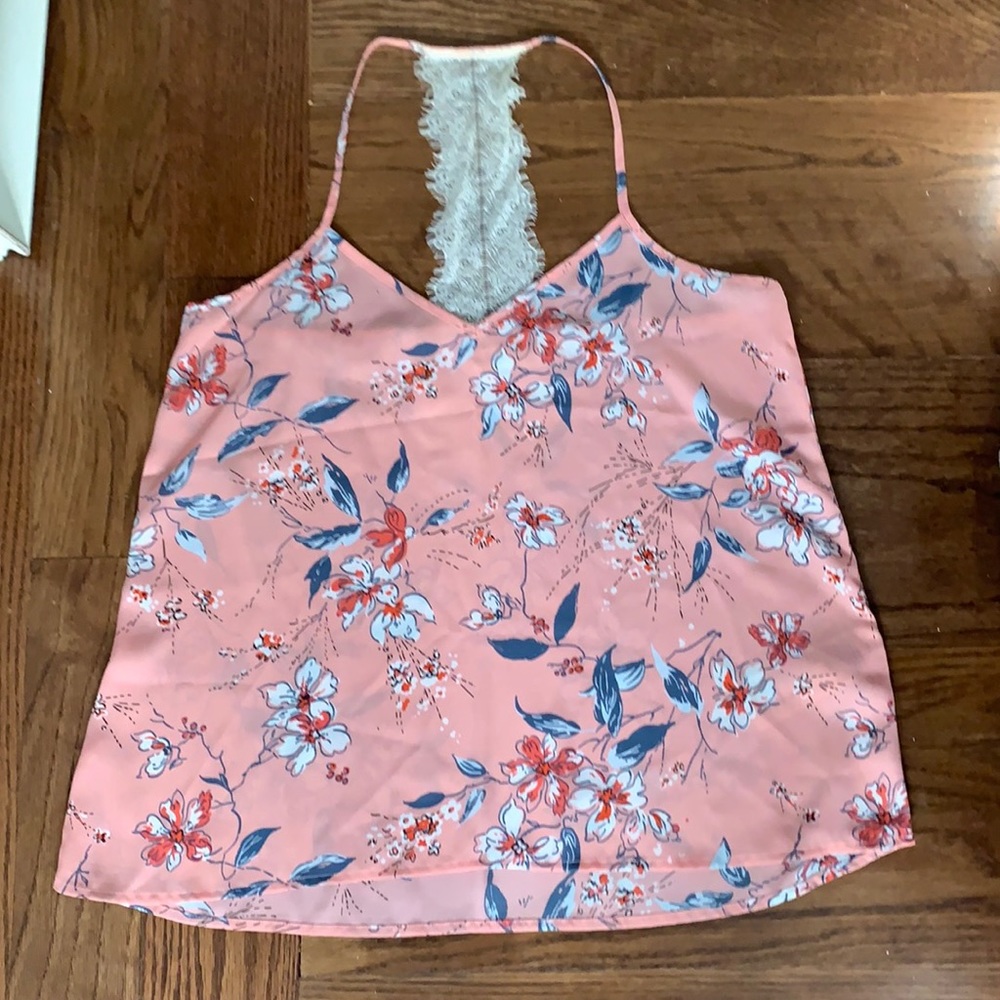 Pink floral tank top